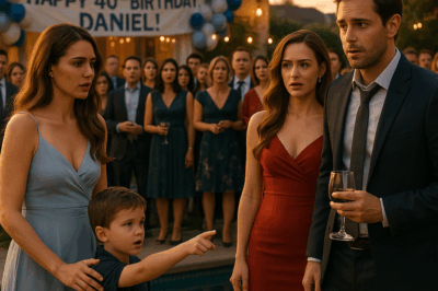 At her husband’s birthday celebration, five-year-old Ethan suddenly pointed toward a woman and said, “Mom, I saw Dad kissing her outside.” And just like that, the night shattered.