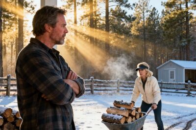 She was at it again. I saw her through the trees that morning. Karen dragging my firewood across the property line like she owned the place. Every winter, she found some new excuse to take something from me. Last year, it was my generator. This year, she decided my stacked wood pile belonged to the HOA. I stepped out from behind the shed, arms crossed. Morning, Karen.