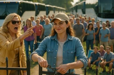 HOA Karen Sent 10 Buses of Strangers to My Non HOA Property — So I Locked the Gate Behind Them!    Imagine waking up on a peaceful Saturday morning, expecting nothing more than coffee on the porch and the sound of birds, only to find 10 massive charter buses roaring up your driveway. Dozens of strangers pour out with lawn chairs and coolers led by none other than the infamous HOA Karen.