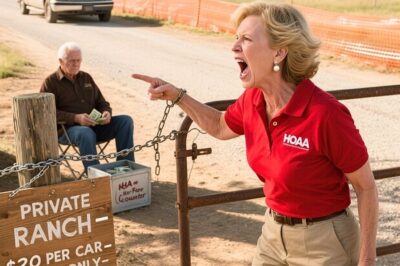 HOA Karen Fenced Off Grandpa’s Ranch — So He Started Charging $20 Per Car… The morning sun had barely peaked over the hills when I shuffled out to feed the chickens.