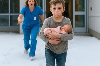 Just after midnight, Theo Bennett, a small boy with bruises covering his arms, stumbled through the automatic doors of St. Catherine’s Hospital in. Cradled in his arms was his baby sister, wrapped in a thin pink blanket. The winter air rushed in behind him, biting at his bare feet, and the quiet of the empty ER made every nurse look up.