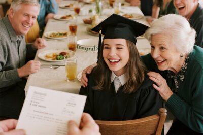 At my graduation dinner, everyone was laughing until grandma smiled at me and said, “I’m so glad the $1,500 I’ve been sending you each month helped out.”