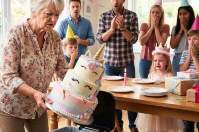 My mother-in-law, Dolores, stood over the trash can, holding my daughter’s unicorn birthday cake like it was contaminated waste. The three layers of vanilla cake, which I’d spent hours decorating with buttercream roses and a fondant unicorn, were about to meet coffee grounds and last night’s leftovers. “She doesn’t deserve a celebration,” she announced, her voice cutting through the happy birthday song we’d been singing just seconds before.
