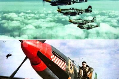 CH2 . German Pilots Laughed At The P-51 Mustang, Until It Hunted Their Bombers All The Way Home… March 7th, 1944, 12,000 ft above Brandenburg, Oberloitant Wilhelm Huffman of Yagashwatter, 11 spotted the incoming bomber stream. 400 B7s stretched across the horizon like a plague of locusts.