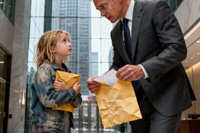 A nine-year-old girl walks into a skyscraper clutching a wrinkled envelope — her mother’s last hope. When she looks up at the powerful CEO and asks, “Please, can you read this letter? It’s very urgent,” no one could imagine what happens next. The moment he opens it, his world shatters… and his heart begins to heal.